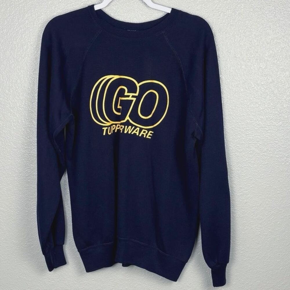 Vintage Go Tupperware Size XL Navy Blue King's Road Pullover Long Sleeve Sweater